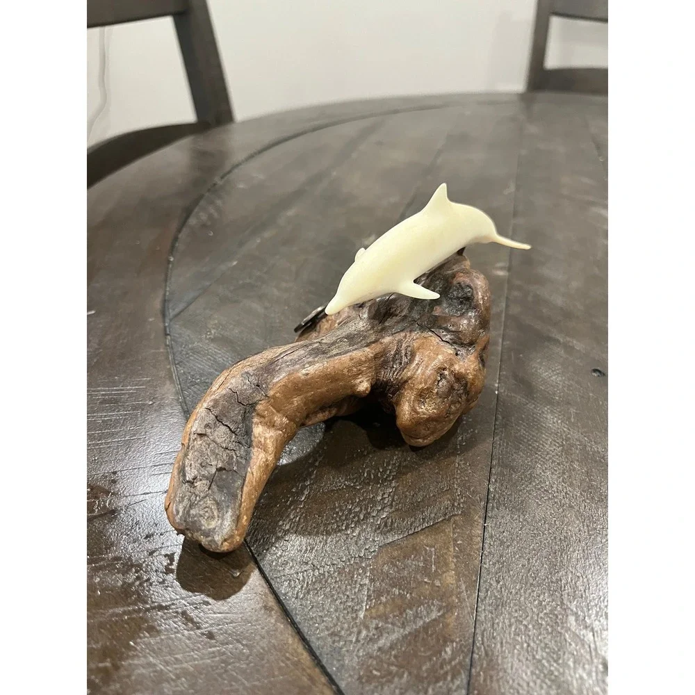 John Perry Single‎ Dolphin Sculpture Figurine Burlwood Sea Ocean Decor Vintage